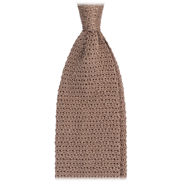 Viola Milano - Cravatta in Seta con Motivo a V - Bronzo Chiaro - Handmade in Italy - Luxury Exclusive Collection