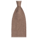 Viola Milano - Knitted Solid V-End Silk Tie - Light Bronze - Handmade in Italy - Luxury Exclusive Collection