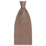 Viola Milano - Knitted Solid V-End Silk Tie - Light Bronze - Handmade in Italy - Luxury Exclusive Collection