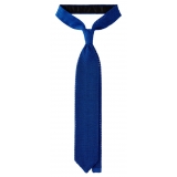 Viola Milano - Cravatta in Seta Lavorata a Maglia con Motivo a V - Mare - Handmade in Italy - Luxury Exclusive Collection