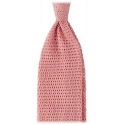 Viola Milano - Knitted Solid V-End Silk Tie - Pink - Handmade in Italy - Luxury Exclusive Collection