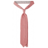 Viola Milano - Cravatta in Seta Lavorata a Maglia con Motivo a V - Rosa - Handmade in Italy - Luxury Exclusive Collection