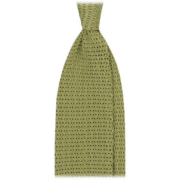 Viola Milano - Cravatta in Seta Lavorata a Maglia con Motivo a V - Pistacchio - Handmade in Italy - Luxury Exclusive Collection
