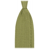 Viola Milano - Cravatta in Seta Lavorata a Maglia con Motivo a V - Pistacchio - Handmade in Italy - Luxury Exclusive Collection