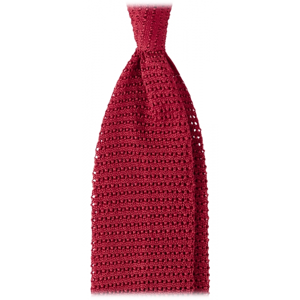 Viola Milano - Knitted Solid V-End Silk Tie - Rose - Handmade in Italy - Luxury Exclusive Collection