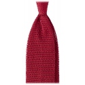 Viola Milano - Knitted Solid V-End Silk Tie - Rose - Handmade in Italy - Luxury Exclusive Collection