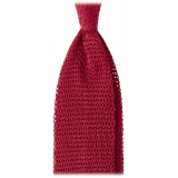 Viola Milano - Knitted Solid V-End Silk Tie - Rose - Handmade in Italy - Luxury Exclusive Collection