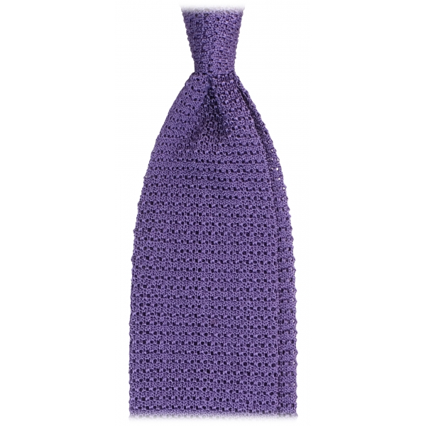 Viola Milano - Cravatta in Seta Lavorata a Maglia con Motivo a V - Viola - Handmade in Italy - Luxury Exclusive Collection