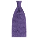 Viola Milano - Cravatta in Seta Lavorata a Maglia con Motivo a V - Viola - Handmade in Italy - Luxury Exclusive Collection