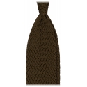Viola Milano - Cravatta in Seta con Motivo a Zig-Zag - Verde Militare - Handmade in Italy - Luxury Exclusive Collection
