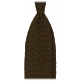 Viola Milano - Cravatta in Seta con Motivo a Zig-Zag - Verde Militare - Handmade in Italy - Luxury Exclusive Collection