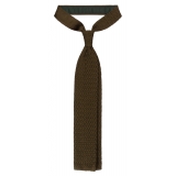 Viola Milano - Cravatta in Seta con Motivo a Zig-Zag - Verde Militare - Handmade in Italy - Luxury Exclusive Collection