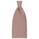 Viola Milano - Cravatta in Seta Lavorata a Maglia con Motivo a Zig-Zag - Beige - Handmade in Italy - Luxury Exclusive Collection