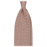 Viola Milano - Cravatta in Seta Lavorata a Maglia con Motivo a Zig-Zag - Beige - Handmade in Italy - Luxury Exclusive Collection