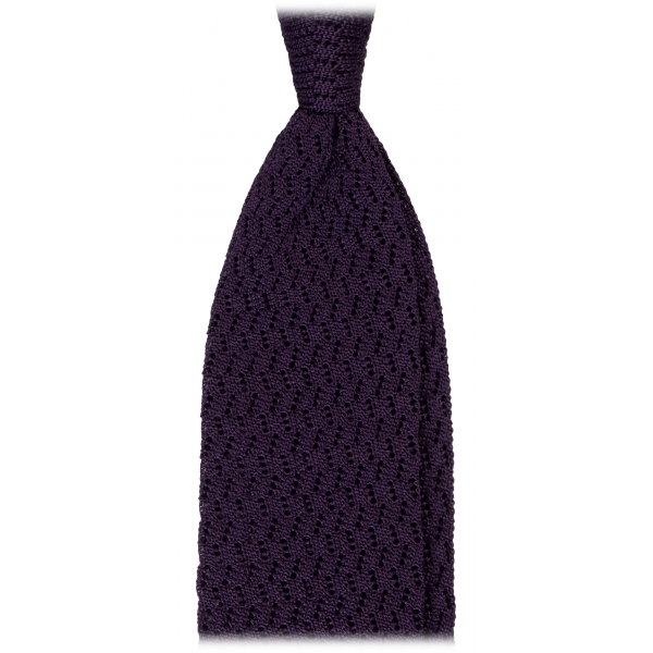 Viola Milano - Cravatta in Seta con Motivo a Zig-Zag - Viola Intenso - Handmade in Italy - Luxury Exclusive Collection
