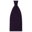 Viola Milano - Cravatta in Seta con Motivo a Zig-Zag - Viola Intenso - Handmade in Italy - Luxury Exclusive Collection