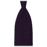 Viola Milano - Cravatta in Seta con Motivo a Zig-Zag - Viola Intenso - Handmade in Italy - Luxury Exclusive Collection