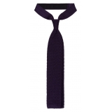 Viola Milano - Cravatta in Seta con Motivo a Zig-Zag - Viola Intenso - Handmade in Italy - Luxury Exclusive Collection