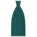 Viola Milano - Cravatta in Seta con Motivo a Zig-Zag - Verde Autunnale - Handmade in Italy - Luxury Exclusive Collection