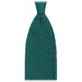 Viola Milano - Cravatta in Seta con Motivo a Zig-Zag - Verde Autunnale - Handmade in Italy - Luxury Exclusive Collection
