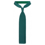 Viola Milano - Cravatta in Seta con Motivo a Zig-Zag - Verde Autunnale - Handmade in Italy - Luxury Exclusive Collection