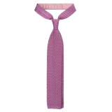 Viola Milano - Cravatta in Seta con Motivo a Zig-Zag - Rosa Autunno - Handmade in Italy - Luxury Exclusive Collection