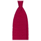 Viola Milano - Cravatta in Seta con Motivo a Zig-Zag - Fucsia - Handmade in Italy - Luxury Exclusive Collection