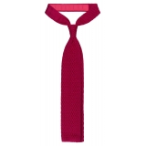 Viola Milano - Cravatta in Seta con Motivo a Zig-Zag - Fucsia - Handmade in Italy - Luxury Exclusive Collection