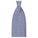 Viola Milano - Cravatta in Seta con Motivo a Zig-Zag - Blu Ghiaccio - Handmade in Italy - Luxury Exclusive Collection