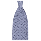 Viola Milano - Cravatta in Seta con Motivo a Zig-Zag - Blu Ghiaccio - Handmade in Italy - Luxury Exclusive Collection
