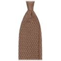 Viola Milano - Cravatta in Seta con Motivo a Zig-Zag - Bronzo Chiaro - Handmade in Italy - Luxury Exclusive Collection