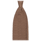 Viola Milano - Cravatta in Seta con Motivo a Zig-Zag - Bronzo Chiaro - Handmade in Italy - Luxury Exclusive Collection