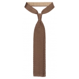 Viola Milano - Cravatta in Seta con Motivo a Zig-Zag - Bronzo Chiaro - Handmade in Italy - Luxury Exclusive Collection