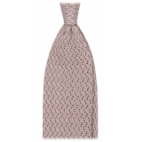 Viola Milano - Knitted Zig Zag Pattern Silk Tie - Natural Sand - Handmade in Italy - Luxury Exclusive Collection