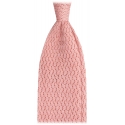 Viola Milano - Cravatta in Seta Lavorata a Maglia con Motivo a Zig-Zag - Rosa - Handmade in Italy - Luxury Exclusive Collection