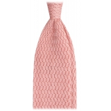 Viola Milano - Knitted Zig Zag Pattern Silk Tie - Pink - Handmade in Italy - Luxury Exclusive Collection