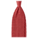 Viola Milano - Knitted Zig Zag Pattern Silk Tie - Rose - Handmade in Italy - Luxury Exclusive Collection