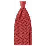 Viola Milano - Knitted Zig Zag Pattern Silk Tie - Rose - Handmade in Italy - Luxury Exclusive Collection