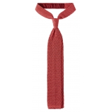 Viola Milano - Knitted Zig Zag Pattern Silk Tie - Rose - Handmade in Italy - Luxury Exclusive Collection