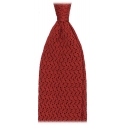 Viola Milano - Cravatta in Seta con Motivo a Zig-Zag - Rosso Ruggine - Handmade in Italy - Luxury Exclusive Collection