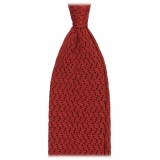 Viola Milano - Cravatta in Seta con Motivo a Zig-Zag - Rosso Ruggine - Handmade in Italy - Luxury Exclusive Collection