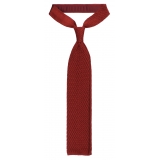 Viola Milano - Cravatta in Seta con Motivo a Zig-Zag - Rosso Ruggine - Handmade in Italy - Luxury Exclusive Collection