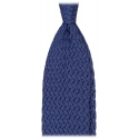 Viola Milano - Cravatta in Seta con Motivo a Zig-Zag - Mare Blu - Handmade in Italy - Luxury Exclusive Collection