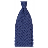 Viola Milano - Cravatta in Seta con Motivo a Zig-Zag - Mare Blu - Handmade in Italy - Luxury Exclusive Collection