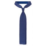 Viola Milano - Cravatta in Seta con Motivo a Zig-Zag - Mare Blu - Handmade in Italy - Luxury Exclusive Collection