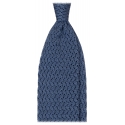 Viola Milano - Cravatta in Seta con Motivo a Zig-Zag - Mare Denim - Handmade in Italy - Luxury Exclusive Collection