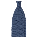 Viola Milano - Cravatta in Seta con Motivo a Zig-Zag - Mare Denim - Handmade in Italy - Luxury Exclusive Collection