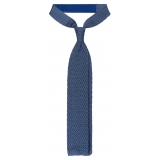 Viola Milano - Cravatta in Seta con Motivo a Zig-Zag - Mare Denim - Handmade in Italy - Luxury Exclusive Collection