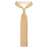 Viola Milano - Cravatta in Seta con Motivo a Zig-Zag - Giallo - Handmade in Italy - Luxury Exclusive Collection