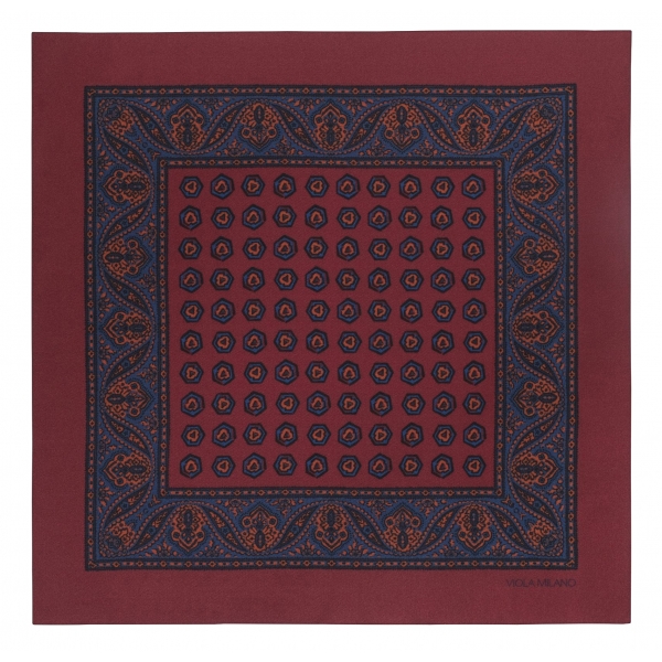 Viola Milano - Fazzoletto da Taschino in Seta Stampata - Diamante Rosso - Handmade in Italy - Luxury Exclusive Collection